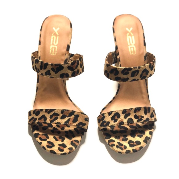 leopard print two strap sandals